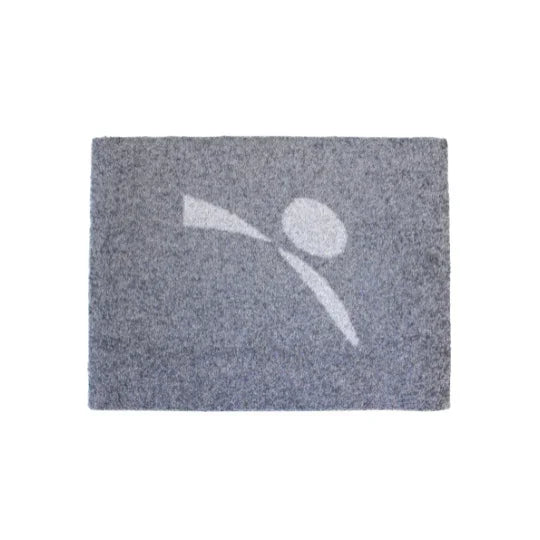 Gray pet door mat with white logo, designed for petWALK pet doors, enhancing home entry comfort.