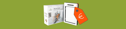 petWALK pet door with packaging and price tag, energy-efficient & chip-accessible for dogs