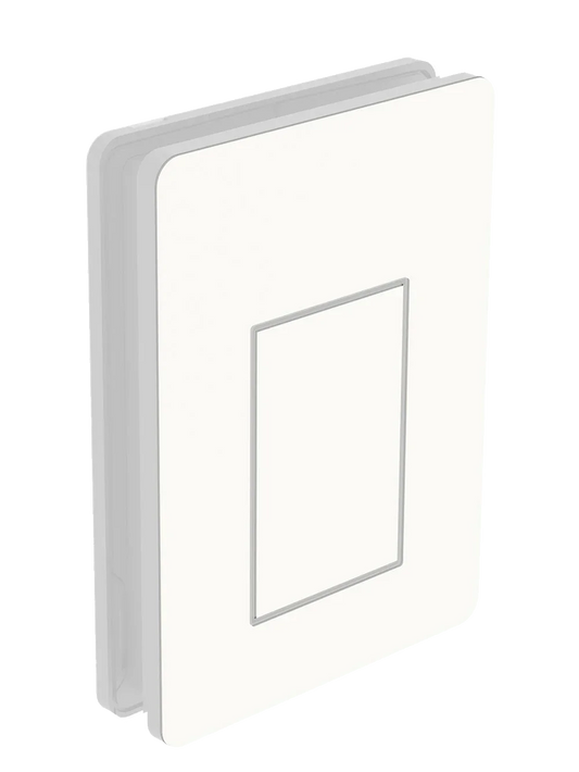 White pet door panel with rectangular opening, designed for energy-efficient, airtight pet access.