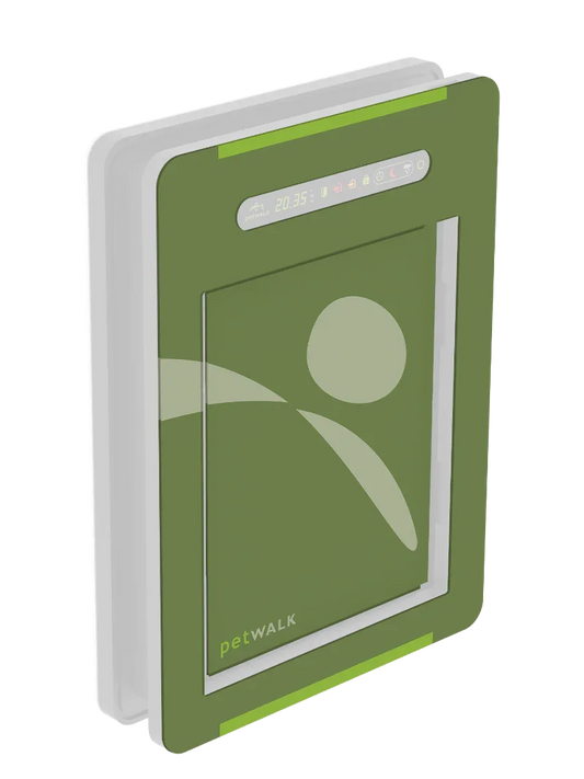 petWALK smart pet door with digital display, chip access, and energy-efficient design for pets