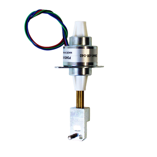 Pet door motor component with multi-colored wiring and metal housing for automated pet access