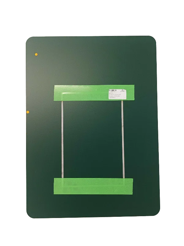 Green pet door panel with frame, designed for energy-efficient, secure pet access