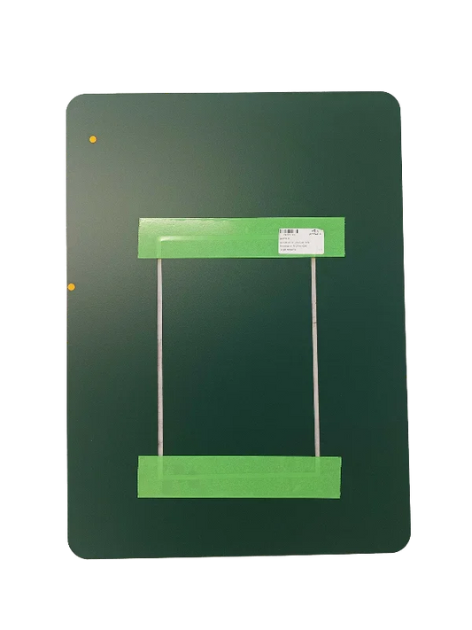 Green pet door panel with frame, designed for energy-efficient, secure pet access