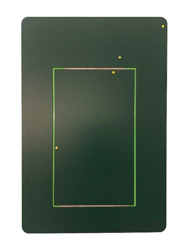 Dark green pet door panel with green frame and mounting holes, designed for energy-efficient pet access.