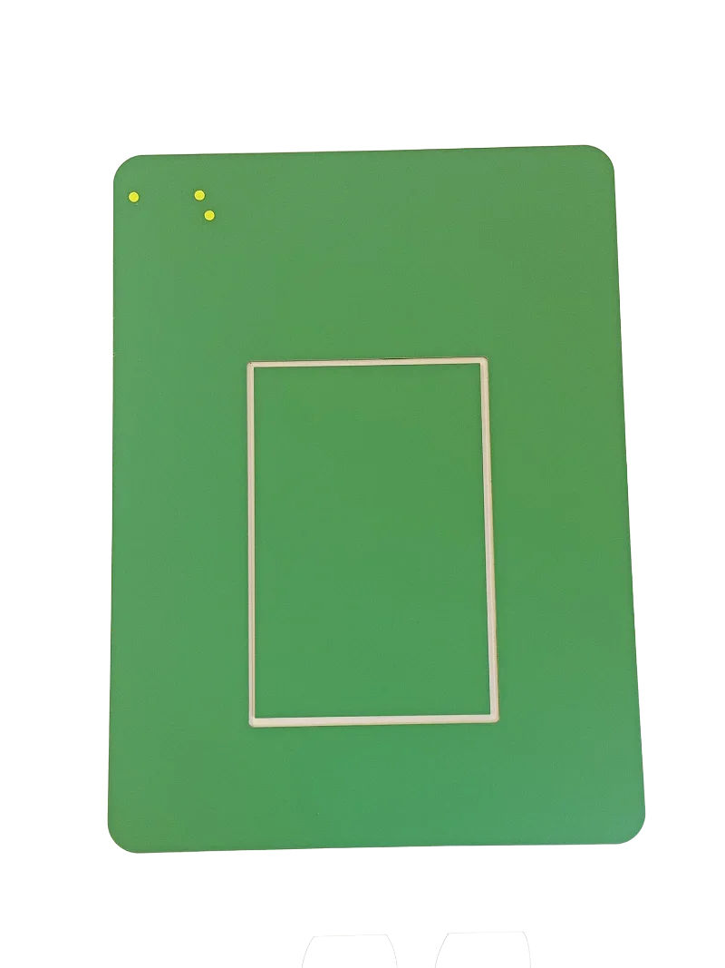 Green pet door flap with white frame and yellow sensors for secure, energy-efficient pet access
