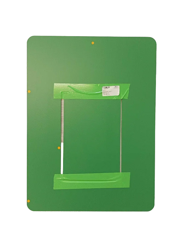 Green pet door panel with frame, designed for airtight, energy-efficient pet access and flexible installation.