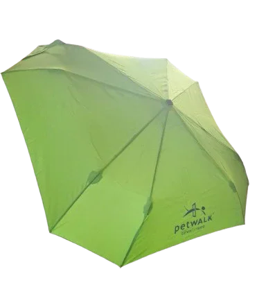 Green petWALK umbrella with logo, lightweight and compact design for pet owners